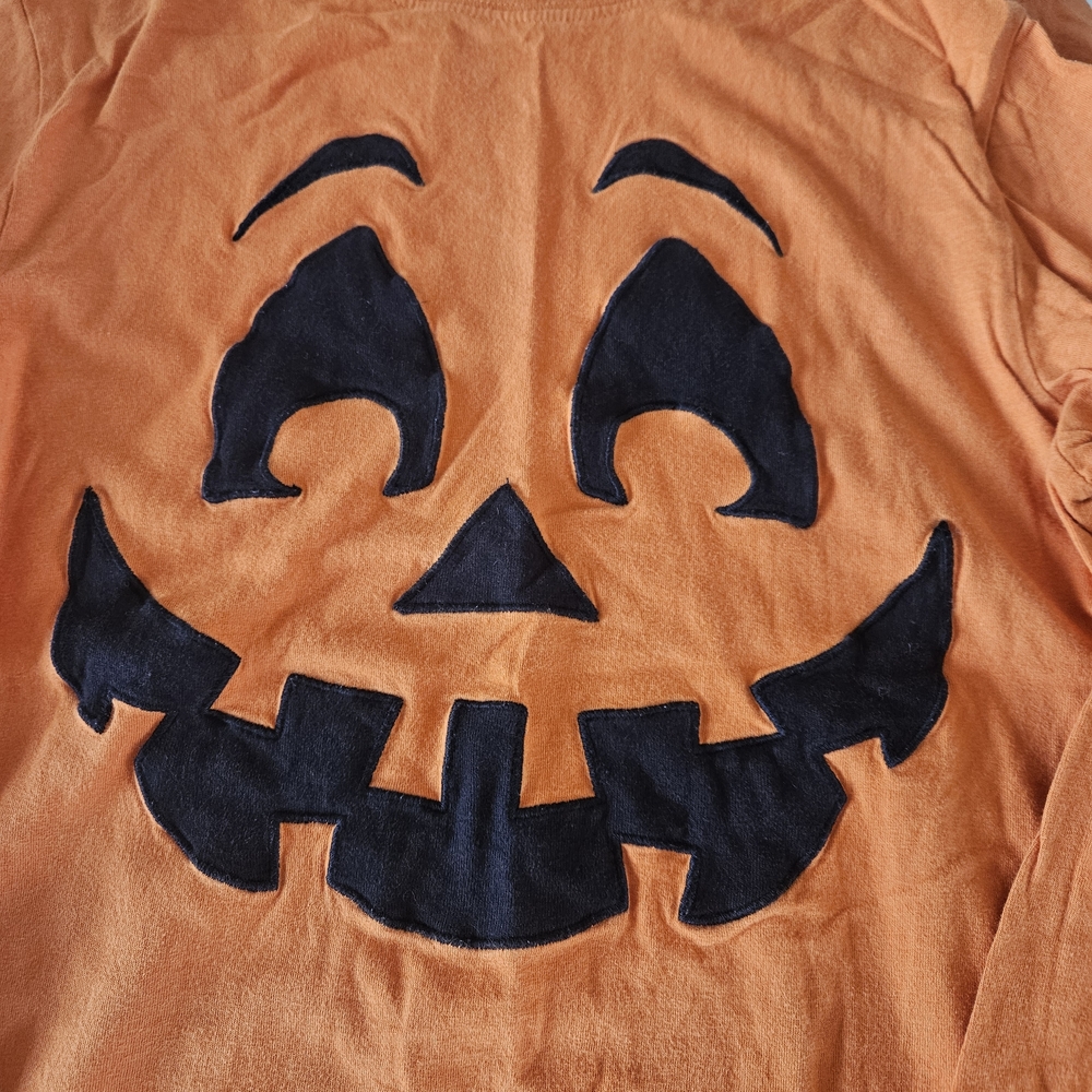 Gymboree Orange and Black Pumpkin Long Sleeve Tee Size 10 Euc Worn Once